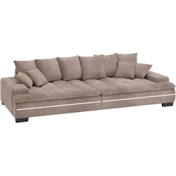 Big-Sofa MR. COUCH "Haiti II RGB-LED", grau (dolce 4 taupe), B:304cm H:85cm T:138cm, Dolce (100% Polyester), Sofas, RGB-LED Beleuchtung, mit Handwerklich gearbeiteter Komfort-Steppung
