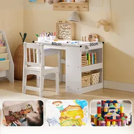 SoBuy Kindersitzgruppe KMB60 1 Tisch 1 Stuhl Kiefer weiß
