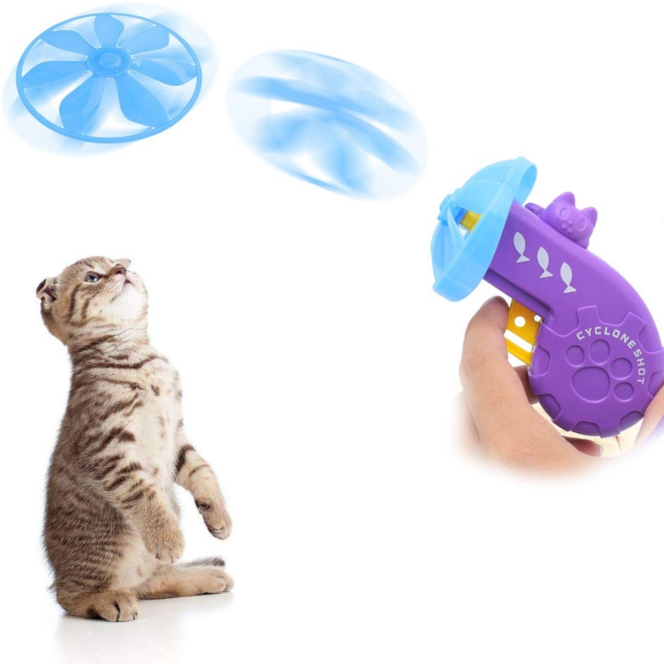 Yushu - Cat Tracks Down Toy, Cat Apportier-Tracks Spielzeug, Flying Propeller Disc Saucers, Interactive Dog Pet Chaser, Cat Toy Fun Of Interactive Play for Play Exercise Activity