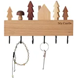 JTBDWOSK Schlüsselhalter Wand, Holz Mini Schlüsselbrett, Selbstklebend Schlüsselhalter Ohne Bohren, Schlusselhanger Schlüssel Aufbewahrung Wandorganizer Hakenleiste Mit 6 Haken,1