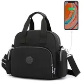 ZEUOPQ Freizeitrucksack Damen-Schulter-Rucksack, Wasserdichte Schultasche (Schulter-Multifunktions-Rucksack mit hoher Kapazität, 1-tlg., Versteckter USB-Lade-Rucksack), Reisetasche für tägliche Reisen, Dating, Einkaufen, Arbeit schwarz