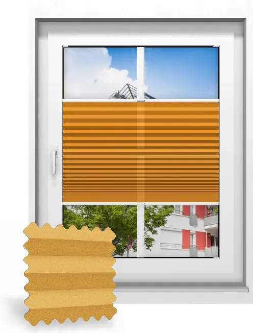 Plissee zum Kleben nach Maß, Orangegelb 133060, 25 x 25 cm, Plissee individuell maßangefertigt