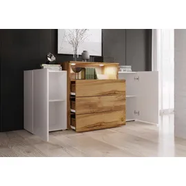 Home Affaire Sideboard URBAN III 150 x 80,7 x 39 cm Weiß / Eiche Wotan