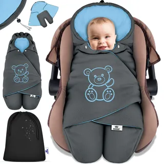 Kidiz KIDIZ® Baby Einschlagdecke Babyschale Winter Herbst Babydecke mit Kapuze & Tasche Universal Fußsack kompatibel mit Maxi-Cosi, Römer, Buggy, Kinderwagen & Autositz isolierend gegen Wind, Nässe & Kälte
