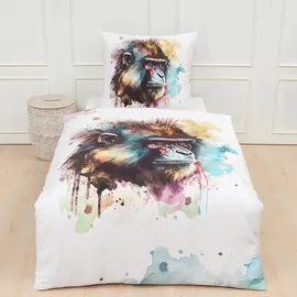 Traumschlaf Mako-Satin Tiere 155 x 220 cm + 80 x 80 cm