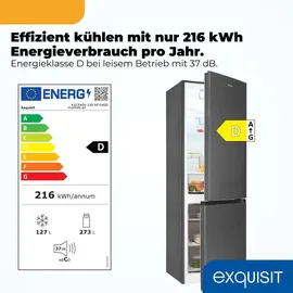 Exquisit KGC5400-130-NF-040D Kühl-Gefrierkombination (400 l, 1860 mm hoch, Inoxlook)