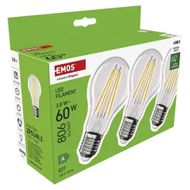 EMOS LED-Birne 3,8W E27 neutralweiß 806 lm 3 St.