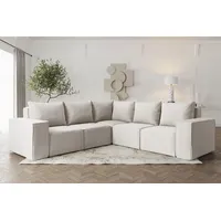 Fun Möbel Ecksofa Designersofa ESTELLE in Stoff Poso Creme