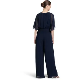 Vera Mont Overall VERA MONT "Damen mit Bindegürtel", Damen, Gr. 46, Normalgrößen, blau (night sky), Chiffon, Obermaterial: 100% Polyester; Futter: 100% Polyester, ausgestellt, Rundhals, Overalls Overall, Design