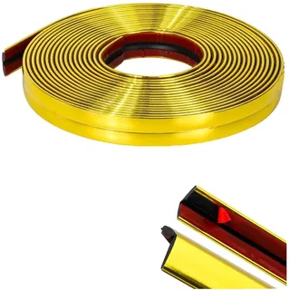 WZERHO Zierleisten Selbstklebend Wandleisten Selbstklebend Chromleiste Spiegelstreifen Kantenschutz Selbstklebend Tischkantenschutz,für Wohnzimmer, Schlafzimmer, Küche, Badezimmer(Gold)