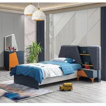 JV Möbel Jugendzimmer Set blau Bett, Nachttisch Kommode Kinder Top-Qualität Möbel Modern