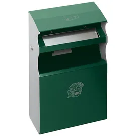 Proregal Eckiger Kombiascher mit Einwurfblende 15 Liter, HxBxT 54 x 30 x 14 cm Verzinkter Stahl Grün