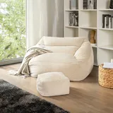 Home Deluxe - Sitzsack mit Hocker Cozy Farbe: Beige Sitzsack Bean Bag Sitzkissen