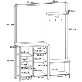 Forte High Rock Kompaktgarderobe 144,5 x 40,2 x 200 schwarz