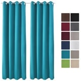 Beautissu Vorhang Amelie Luna, 2er Set Ösenschal thermo 140x245cm blau