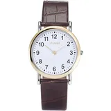 POOLS Damen Herren Unisex Uhr 3284 bicolor Metallgehäuse Kunstlederband braun