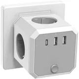 Steckerleiste, Steckdosenleiste 4-Fach, Verteilersteckdose, Doppelstecker für Steckdose