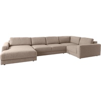 Wohnlandschaft PLACES OF STYLE "Bloomfield" Sofas Gr. B/H/T: 405 cm x 84 cm x 224 cm, Struktur grob, mega-Recamiere links, XXL ohne Sitztiefenverstellung, beige (portabella) Wohnlandschaften