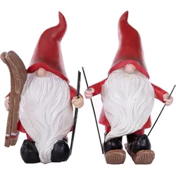 Weihnachtsfigur "Weihnachtsdeko rot", rot, B:12cm H:20cm T:7cm, Polyester, MYFLAIR MÖBEL & ACCESSOIRES, Dekofiguren, Wichtel auf Skiern, Höhe ca. 20 cm