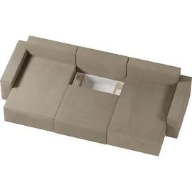 moeblo Eckcouch Cord U-förmig 2-Sitzer Beige