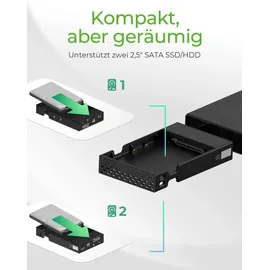 Icy Box IB-RD2253-C31 RAID für 2x 2,5 SATA HDD zu USB 3.2 Gen 2, RAID 0, 1, SINGLE, LARGE, schwarz