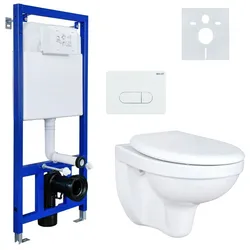 Hänge Wand WC mit Spülkasten, Vorwandelement, Schallschutz und Betätigungsplatte Komplett-Set