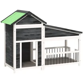 vidaXL Hundezwinger 143 x 60,5 x 109 cm Holz Grau