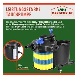 Gardebruk Teichdruckfilter Komplettset 2000L/h
