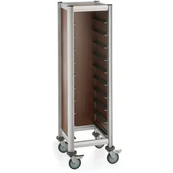 WAS Germany - Tablettwagen Trolley Mensa, für 10 Tabletts, braun, 51,5 x 47,5 x 165, MDF Holzoptik/Alu