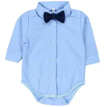 TupTam Baby Body Langarm mit Kragen – Hemdbody für Babys aus Baumwolle – Body Baby Festlich, Farbe: Blau/Dunkelblaue Fliege, Kinder Größe: 68 - 68