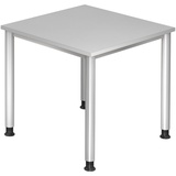 HAMMERBACHER Orbis höhenverstellbarer Schreibtisch lichtgrau quadratisch, 4-Fuß-Gestell silber 80,0 x 80,0 cm