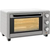 HOMCOM Minibackofen 21L mit 1 Drahtgestell und 1 Backblech 3 Kochmodi 100 °C-230 °C einstellbare Temperatur Miniofen 1400W Pizzaofen mit Grillrost Edelstahl Glas Silber