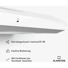 Klarstein Dunstabzugshaube, Abluft-Dunstabzugshaube 90cm, Dunstabzug mit Filter Spülmaschinenfest, LEDs & Touch-Bedienfeld, Leise Abzugshaube mit 175 m3/h Abluftleistung SenseControl integrierte Touch-Steuerung Edelstahl Acrylglasfront