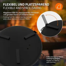 ECD Germany Feuerschale Ø80x29 cm mit 3 Klappbaren Füßen für den Garten Feuerstelle BBQ