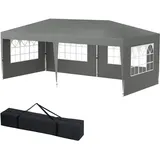 FIVMEN Pavillon 3x6 m Faltpavillon mit Seitenteilen und Fenstern und Tragetasche Faltzelt Polyester UV Schutz Faltbar Partyzelt Wasserdicht Windschutz Gartenpavillon Zelt Outdoor, Type E (Grau)