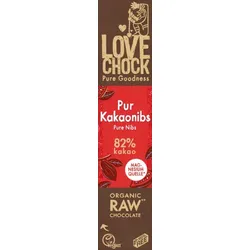 Lovechock Zartbitterschokolade Pur Kakaonibs bio
