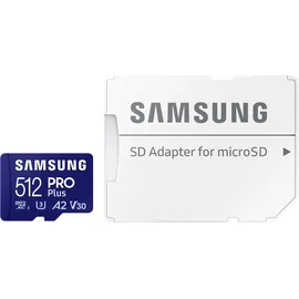 Samsung PRO Plus R180/W130 microSDXC 512GB Kit, UHS-I U3, A2, Class 10 (MB-MD512SA/EU)