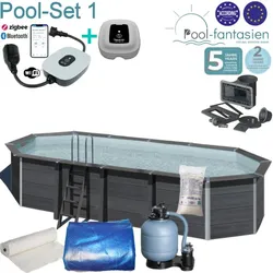 Gre WPC-Pool-Set WPC-Pool-Set oval 804x386x124 cm inkl. Sandfilteranlage