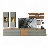 Innostyle Wohnwand INA Wohnwand, 340x185x44 cm (B/H/T)", schilfgrün, artisan eiche, ABS-Kunststoff, Glas, Holzwerkstoff, MDF, Metall, Kastenmöbel-Sets, Wohnwand