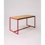 KAWENTSMANN Esstisch TALON Massivholztisch mit pulverbeschichtetem Stahlgestell (Tisch), aus massiver Eiche, mit Stahlgestell, Made in Germany, RAL-Farben rot 180 cm x 76 cm x 90 cm