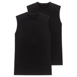 SCHIESSER Achselhemd "Essentials", Herren, Gr. M, N-Gr, schwarz (000, schwarz), Single Jersey, Obermaterial: 100% Baumwolle, unifarben, normal, Rundhals, Unterhemden, ärmellos, Doppelpack, Rundhalsausschnitt, Baumwolle