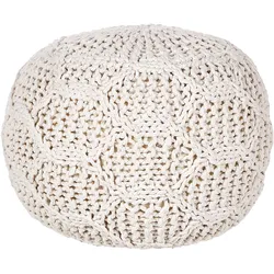 Pouf Makramee Baumwolle hellbeige ⌀ 50 cm TRIMAN