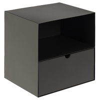AC Design Furniture Jeppe Nachttisch, H: 30 x B: 30 x T: 25 cm, Schwarz, Metall/MDF, 1 Stk.