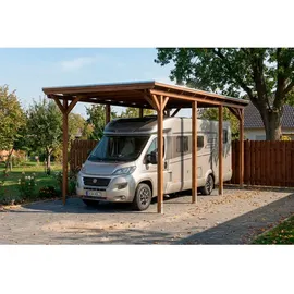 SKANHOLZ Carport Emsland 4,02 x 8,46 m nussbaum inkl. Pfostenanker