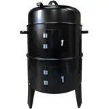 Räucherofen 3in1 Smoker Grill Holzkohlegrill mit Thermometer Grilltonne, Räucherofen Holz, Smokertonne Regulierbarem Luftabzug ∅ 40 cm Räuchertonne Räuchergrill Watersmoker