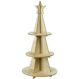 Mojawo Weihnachts- Holz Etagere 3 Etagen Servierständer Weihnachtsdeko H60cm
