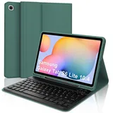 FOGARI Tastatur Hülle für Samsung Galaxy Tab S6 Lite 10,4 Zoll (2024/2022/2020), Deutsches QWERTZ Magnetisch Abnehmbarer Bluetooth Tastatur für Samsung Galaxy Tab S6 Lite 10.4", Dunkelgrün