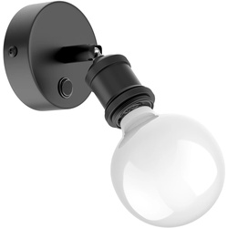 ledscom.de Wandleuchte RETRA, Schalter, schwarz matt, rund + LED Lampe 845lm warmweiß