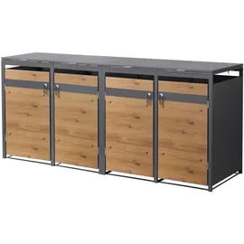 ML-Design Mülltonnenbox 4er 264 x 80 x 116,3 cm braun