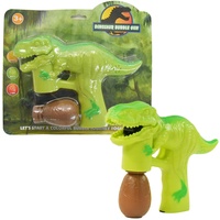 Kögler 50243 - Dinosaurier Seifenblasenpistole für Kinder, T-Rex Motiv in Grün – Magischer Spielspaß mit Licht und Sound